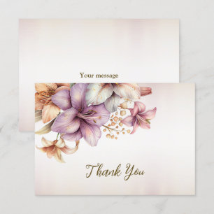 Party Waterverf Boho Roze Bloemen Elegant Bedankkaart