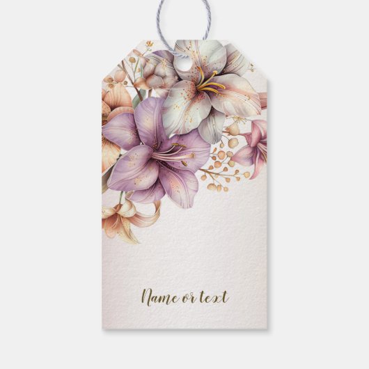 Party Waterverf Boho Roze Bloemen Elegant Cadeaulabel (Achterkant)