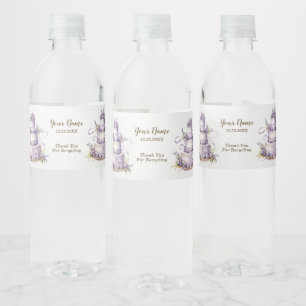 Party Waterverf Cake Lavendel Bloemen Elegant Waterfles Etiket