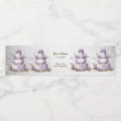 Party Waterverf Cake Lavendel Bloemen Elegant Waterfles Etiket (Enkel label)