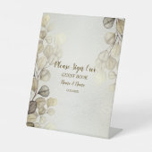 Party Waterverf Golden Eucalyptus Foliage Shiny Reclamebord Met Voetstuk (Voorkant)