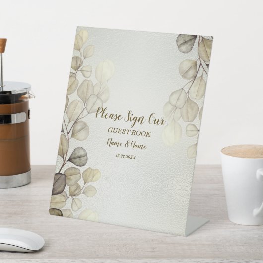 Party Waterverf Golden Eucalyptus Foliage Shiny Reclamebord Met Voetstuk (Insitu)