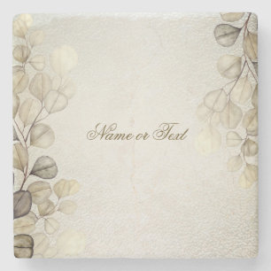 Party Waterverf Golden Eucalyptus Foliage Shiny Stenen Onderzetter