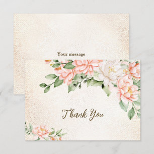 Party Waterverf Perzik Witte Bloemen Elegant Bedankkaart