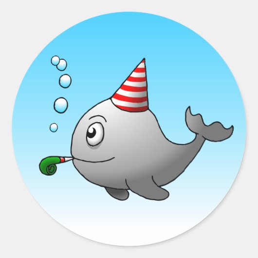 Party Whale Ronde Sticker (Voorkant)