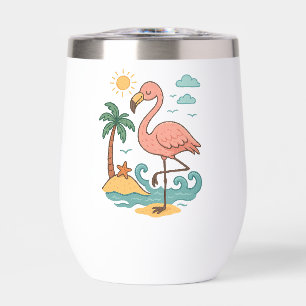 Paruline à vin de Flamant rose rose Whimsical