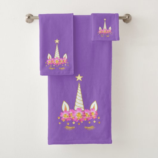 Parure de serviettes de bain Licorne, Fleurs et Co (En situation)