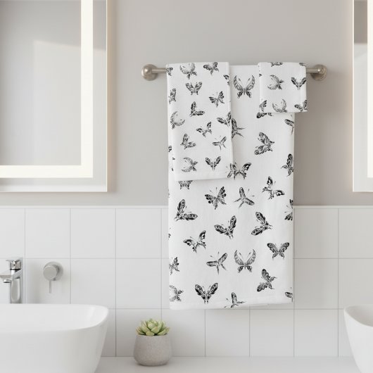 Parure de serviettes de salle de bain Papillons Tr