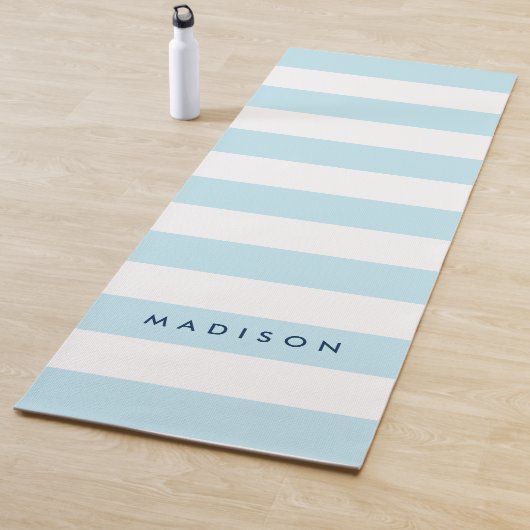 Pas aan met de naam Preppy Blue en White Stripes Yogamat (In situ)