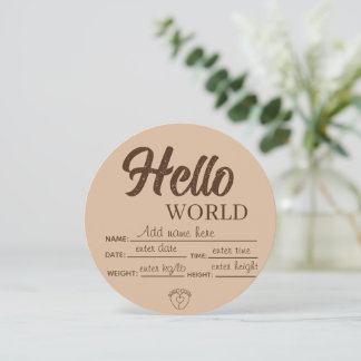 Pas Aangepaste Hallo Wereld Baby Bord Afdrukbaar Kaart