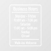 Pas Algemene Bedrijfsuren aan Winkel Raam Sticker (Vel)