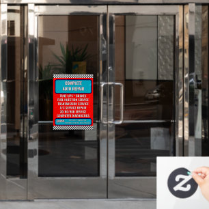 Pas algemene promotieacties voor autowerkplaatsen raamsticker