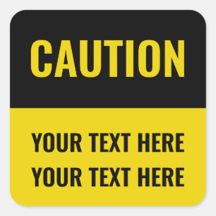 Pas Attentie-geel zwart aan Vierkante Sticker