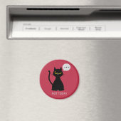 PAS AUJOURD'HUI ! Aimant de chat noir grumeux (In Situ (Lave-vaisselle))