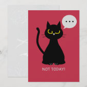 PAS AUJOURD'HUI ! Carte de voeux de chat grumpy (Devant / Derrière)