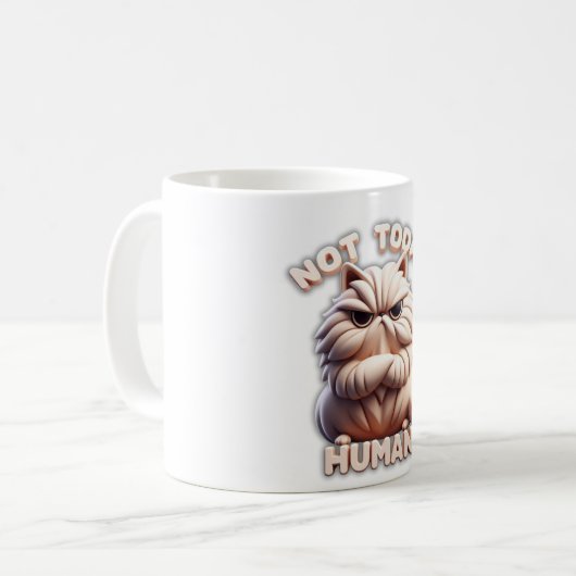 Pas aujourd'hui Chat Grumpy Humain Drôle Café Mug (Devant gauche)