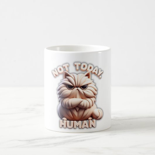 Pas aujourd'hui Chat Grumpy Humain Drôle Café Mug (Centre)