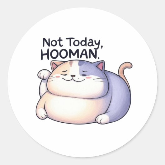 Pas aujourd'hui, Hooman Lazy Chat Sticker (Devant)