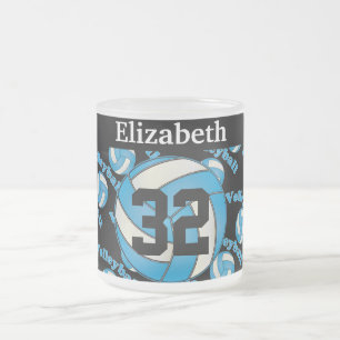 Pas Baby Blue Volleyball aan Matglas Koffiemok