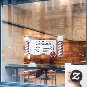 Pas Barber Pole Barber Shop Business aan Raamsticker