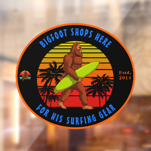 Pas Bigfoot Surfing Sporting Goods Winkel Logo aan Raamsticker