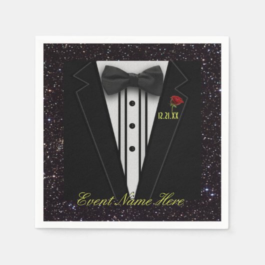 Pas Black Tuxedo en Night Sky aan Servetten (Voorkant)