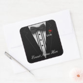 Pas Black Tuxedo en Night Sky aan Vierkante Sticker (Envelop)