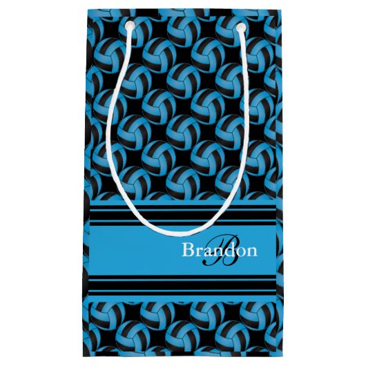 Pas Blauw en Zwart Volleybal aan Klein Cadeauzakje (Voorkant)