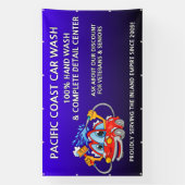 Pas Blauwe Auto Wash Comical Toon Auto Groot aan Spandoek (Verticaal)