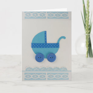 Pas Blauwe Baby-onderstel en polka-stippen aan Kaart