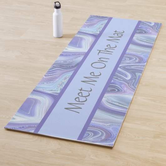 Pas Blue Paars Silver Agate Marble Swirl aan Yogamat (In situ)