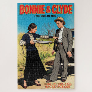 Pas Bonnie En Clyde Retro Kunst Outlaw Duo Aan Legpuzzel
