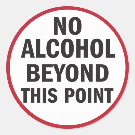 Pas d'alcool au-delà de ce point autocollant (Devant)