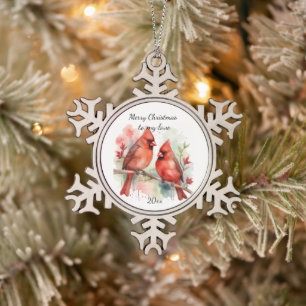 Pas Dated Cardinal aan mijn liefde aan Tin Sneeuwvlok Ornament