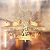Pas de algemene gouden kapper kapperszaak voorzijd raamsticker (Vel 2)