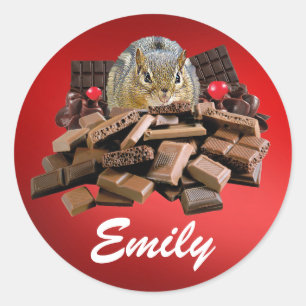 Pas de Dag van de Valentijn Chocolade Chipmunk aan Ronde Sticker