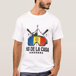 Pas De La Casa Andorra Skigebied Retro Skien T-shirt