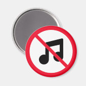Pas de musique | Panneau Cercle rouge | Magnet (Recto/Verso)