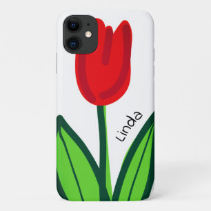 Pas de prachtige rode tullbloem aan iPhone 11 hoesje