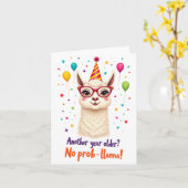 "Pas de Prob-llama !" Funny Llama carte d'annivers (Fleur jaune)