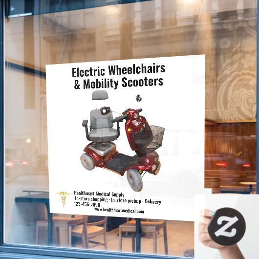 Pas de Scooters van de Medische Leveringsmobilitei Raamsticker (Cafe Raam)