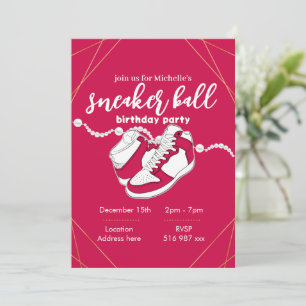 Pas de sjabloon van de sneaker ball-uitnodiging aa kaart