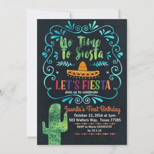 Pas de temps pour Siesta Birthday Invitation table (Devant)