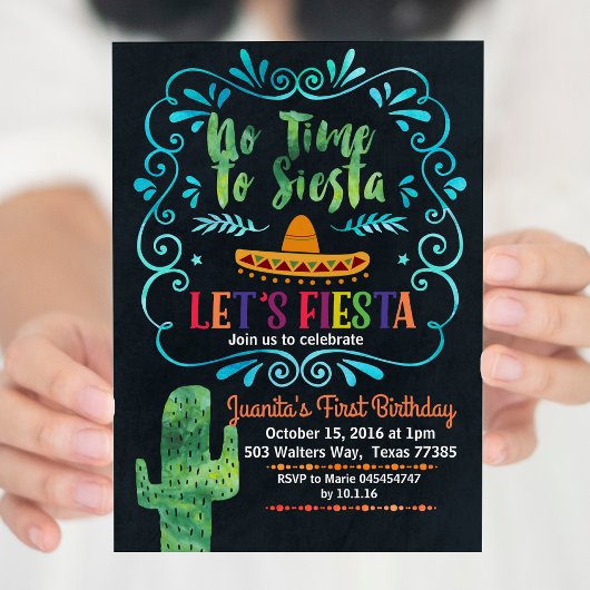 Pas de temps pour Siesta Birthday Invitation table