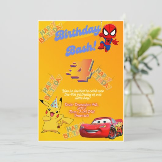 Pas de verjaardagskaart van uw kleine aan kaart (Staand voorkant)