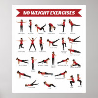 Pas d'exercice de poids Poster de fitness - Rouge