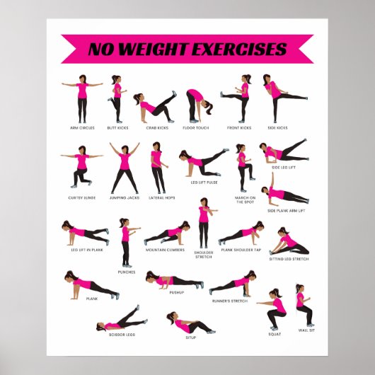 Pas d'exercice de poids Poster Fitness - Rose (Devant)