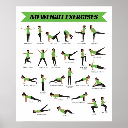 Pas d'exercice de poids Poster Fitness - Vert (Devant)