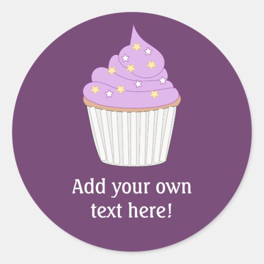 Pas deze Lila Cupcake-afbeelding aan Ronde Sticker (Voorkant)
