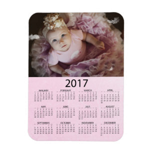 Pas dit Roze 2017 Mini Calendar aan Magneet
